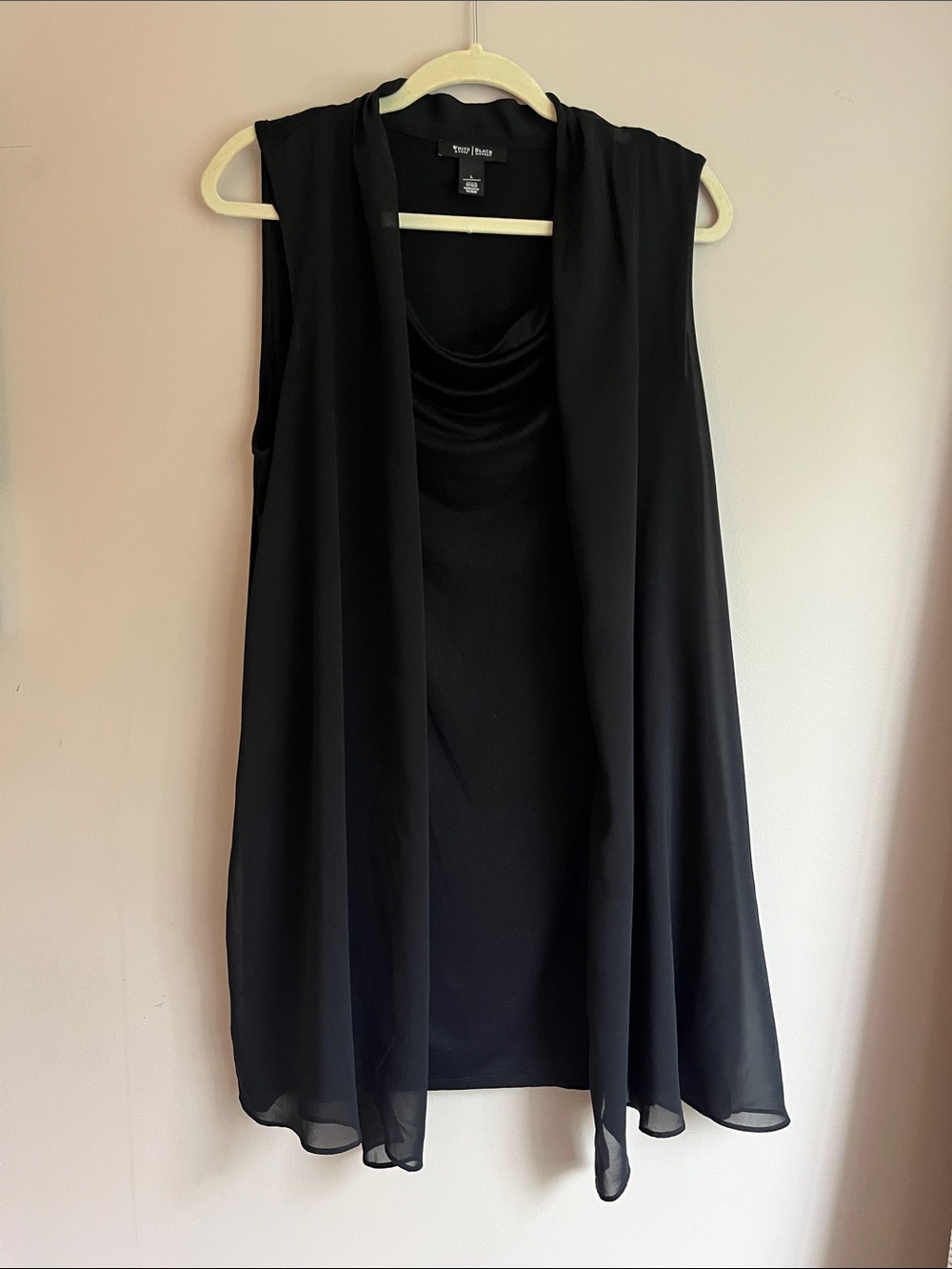 White House Black Market Black Matte Jersey Overlay Tunic Dress size large